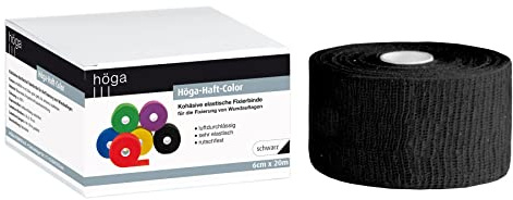Höga-Haft Fixierbinde, gedehnt, kohäsive selbsthaftende elastische, 6 cm x 20 m, schwarz, 1 Stück