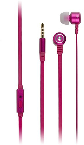 Kit Fresh Ribbons In-Ear Kopfhörer mit Integriertem Mikrofon und 1-Tasten Fernbedienung Kompatibel mit Apple und Android Geräten - Pink
