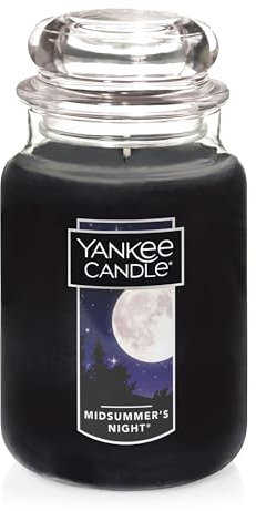 Yankee Candle Grande Bougie en Pot, Midsummer de Nuit, Verre, Noir, L Jar Candle