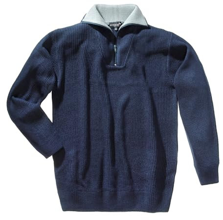 Scheibler Workwear – Troyer Pullover für Herren – Seemannspullover mit hochschließendem Kragen & Reißverschluss – verfügbar in den Größen S-XXXL (Marine)