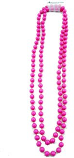 80s style 48in plastic neon pink bead necklace by wicked