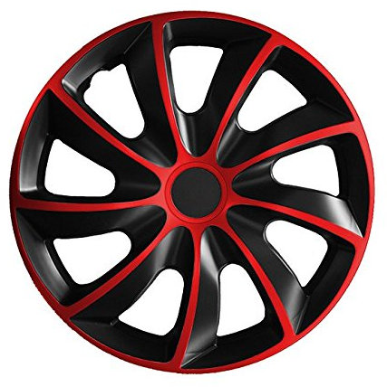 14 Zoll Radkappen Quad Schwarz-Rot (Farbe und Größe wählbar!)