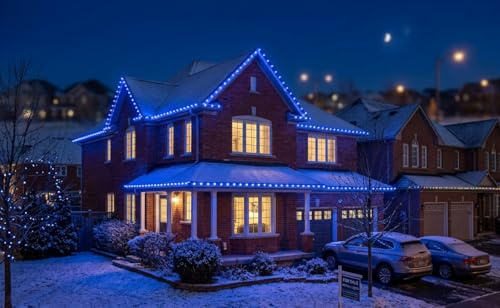 JnDee Blue Fairy Lights 400 LED 40M with Timer, 8 Modes, Low Voltage 31V Safe for Kids & Pets, Green Wire, Indoor Outdoor Garden Christmas Tree Lights with 10M Extension Lead & UK Plug