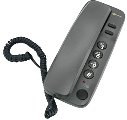 Geemarc Marbella - Gondola Style Corded Telephone with Large Buttons, Mute Function and Visual Ring Indicator - Wall Mountable - UK Version - Steel Grey