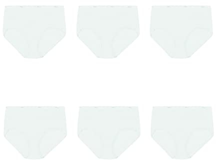 Hanes Womens High-waisted Panties, 6-pack, Moisture-wicking Cotton (Colors May Vary) Briefs-underwear, White, 6 US