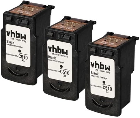 vhbw 3X Tintenpatronen kompatibel mit Canon Pixma MX350, MX410, MX420, MX360 Drucker - Schwarz (Wiederaufgefüllt)