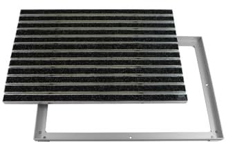 EMCO Eingangsmatte DIPLOMAT Rips anthrazit 12mm + ALU Rahmen Schmutzfangmatte Fußabtreter Antirutschmatte, Größe:600 x 400 mm