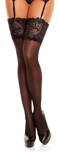 GLAMORY Dream 20 bas jarretelles dentelle large Noir 4XL