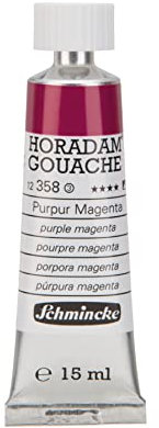Schmincke - Horadam Gouache, Purpur Magenta, 15 ml-Tube, 12 358 006, feinste Gouache, natürliche Deckkraft, höchst pigmentiert, farbintensiv und matt