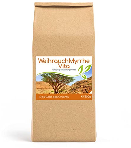 Cellavita – Weihrauch (BoswelliaSacra) & Myrrhe (Commiphora Myrrha) Vita traditionelles Nahrungsergänzungsmittel – Viermonatspackung 500g – Hochwertiges pflanzliches Naturprodukt ohne Zusätze