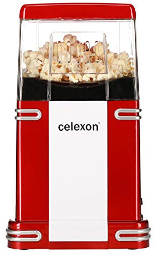 celexon máquina de Palomitas de maíz sin Aceite/bajo en Grasa CinePop CP250-22x17,5x28,5cm - Peso: 1,3 kg - Rojo/Retro