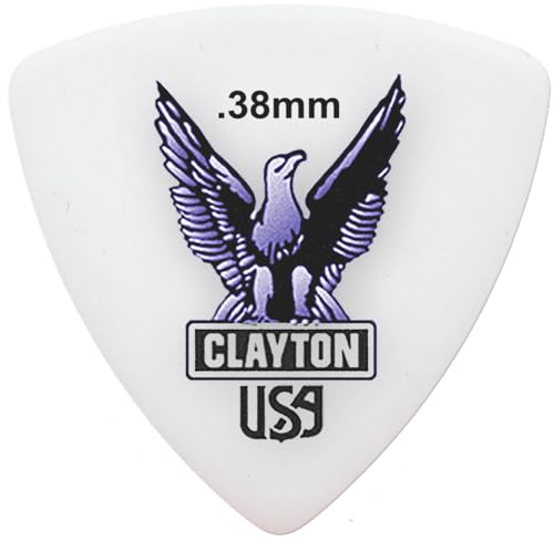 CLAYTON Acetal Rounded-Triangle Shape 0.38mm – RT38 (72 Picks Per Pack) Guitar Picks – Ultra Durable Anti-Slip Guitar Pick for Electric, Acoustic, & Bass – Warm and Clear Tones