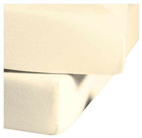 fleuresse Jenny C klassisches Jersey-Spannlaken, 100% Baumwolle, mit praktischem Rundumgummi, Fb. Creme, Größe 200 x 200 cm, auch passend für 180/190 x 200