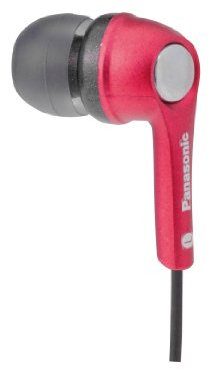 Panasonic RP-HJE240E-R - Ear Canal Headphone in iPod Nano Colour - 3 pairs of ear pieces S/M/L - Red