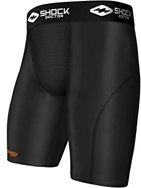 Shock Doctor Kompressionsshort mit Cuppocket, Schwarz, Junge, L