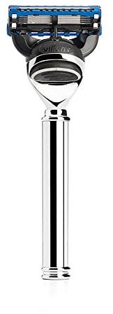 MÜHLE Travel 5-Klingen-Rasierer - kompatibel mit Gillette-Klingen - Griff aus verchromtem Metall