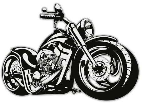 Wandtattoo custom bike, Art. Nr. kfz_518, Schwarz/Weiß, Harley Moped chopper, Tattoo für die Wand, Matt laminiert, Vergilbungsfrei, Raufaser geeignet (1000mm x 720mm)
