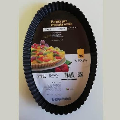 Vespa Teglia da Forno per crostata Ovale Dolce Antiaderente Alluminio 99.5% Diametro 33x22cm H3.5cm
