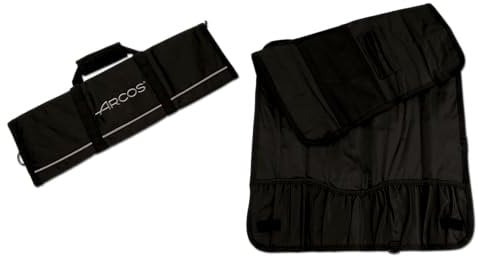 Arcos Bolsa para Cuchillos Profesional - Capacidad 8 Piezas - Almacenamiento Seguro y Compacto - 100% Poliéster, 500x510 mm - Ideal para Chef y Cocina - Negro (Cuchillos No Incluidos)