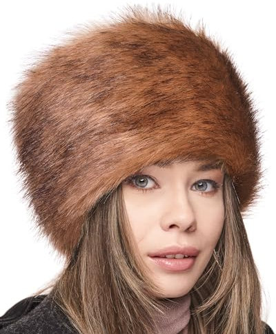 Futrzane Classic Kosakenmütze - Fellmütze Damen Winter - Pelz Russische Mütze (S, Beige Classic)