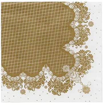 20 edle, vintage Servietten von Talking Tables. Ideal für Weihnachten, Hochzeit, Dinnerparty, Junggesellinnenabschiedsfeier, Kaffeeklatsch, Geburtstag. Weiß- Gold (je 20 Stück pro Packung)