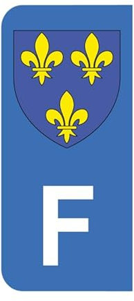 Mon Blason - Autocollants avec Blason France Royaliste et Lettre F Partie Gauche de la Plaque d'immatriculation Moto - Sticker Bleu - Fabriqué en France