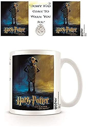 Harry Potter Ceramic Mug with Dobby, Logo and Hogwarts Crest in Presentation Box - Official Merchandise