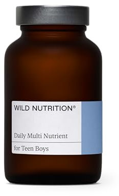 WILD NUTRITION Food-Grown® Teen Boy Daily Multi Nutrient | Multivitamin for Teens Boys with Zinc, Selenium, Folate and More to Support Strong Bones, Brain Health, and Hormone Balance | 60 Capsules