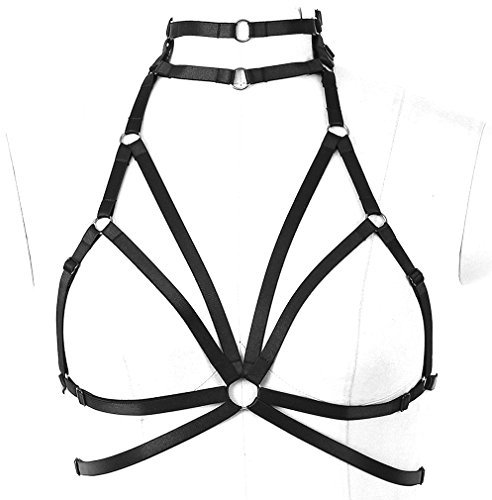 BYDHSS Reggiseno a Gabbia Gotica Punk Danza Biancheria Intima Accessori Donna Corpo Imbracatura Reggiseno (Nero)