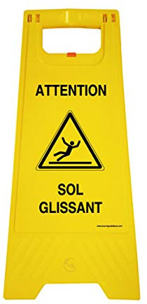 AUA SIGNALETIQUE - Chevalet de signalisation sol Glissant - Poids 1KG en plastique jaune