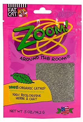 Petmate Organic Catnip - Hoots Zoom Around the Room Catnip - Grown & Harvested in USA 0.5oz pouch