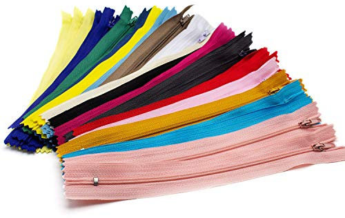 AKORD 50pcs 7 Inches Nylon Zippers for Sewing, Multi Colour, 18cm