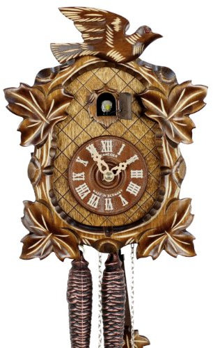 Kuckucksuhr Original Schwarzwälder Kuckuckuhr Echtholz mechanisches 1-Tag Laufwerk NEU VDS Zertifikat Schneider Anton Söhne -4-Laub 26cm- 45/9