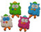 alles-meine.de GmbH 4 STK. 3-D Radiergummi Eule - Radierer für Kinder und Erwachsene - Schule Eulen Stift - lustige Tiere bunt orange blau weiß rosa - Tier