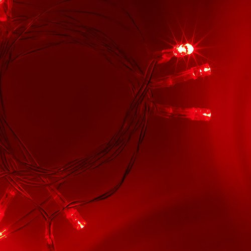 JnDee™ LED-Lichterkette, wasserdicht, batteriebetrieben, 2 m, 20 LED, Weihnachts-Lichterkette Mit Dauerlicht- oder Blinkfunktion. rot