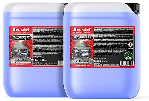 Brestol® Shampoing Actif 10 Litres Concentré - Mousse Active Nettoyant Extérieur Voiture Nettoyant Auto-Shampooing pour Station de Lavage Voiture Vernis Shampoing CarWash