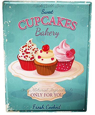Blechschild Wandschild 30x40 cm Vintage Retro Metallschild Retro Cupcakes