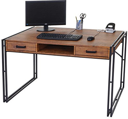 Mendler Schreibtisch HWC-A27, Bürotisch Computertisch, 122x70cm 3D-Struktur - Wildeiche-Optik