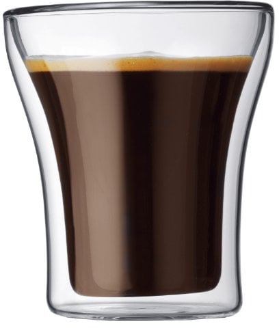 Bodum ASSAM Coffee Glass Set (Double-Walled, Dishwasher Safe, 0.2 L/7 oz) - Pack of 2, Transparent