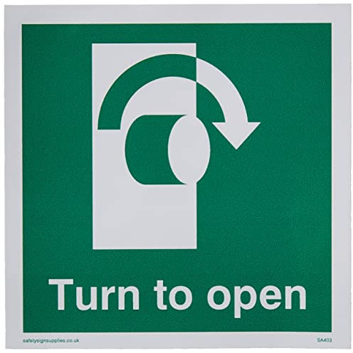 Viking Signs Segnale SA403-S10-V freccia destra verso il basso Turn To Open, vinile, 100 mm altezza x 100 mm larghezza