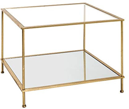 HAKU Möbel Table d'appoint Or, métal, Verre trempé, Miroir - Dim.: L 60 cm x H 45 cm x P 60 cm, Style: Art Deco