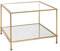 HAKU Möbel Beistelltisch Gold, Metall, Sicherheitsglas, Spiegel - Maße: B 60 cm x H 45 cm x T 60 cm, Style: Art Deco