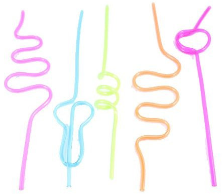 5 PACK CURLY BENDY 260mm EXTRA LONG DRINKING STRAWS