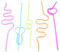 5 PACK CURLY BENDY 260mm EXTRA LONG DRINKING STRAWS