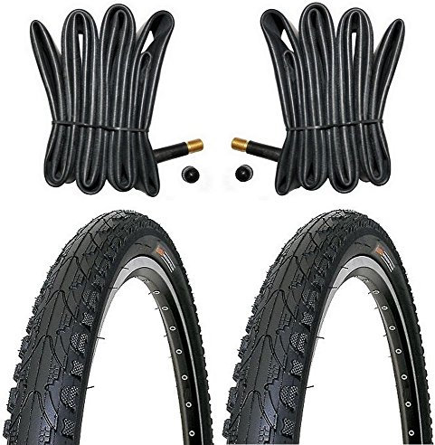 AGGRO-X 2X Pannensichere Fahrradreifen 26 Zoll 50-559 26x1.95 Schwarz - inkl. 2X Schlauch mit AV Ventil