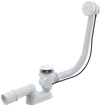 Baignoire Baignoire Bonde à partir de avec trop-plein blanc Longueur 1200 mm automatique de câble bowden Bouchon Grand Bonde vidage baignoire