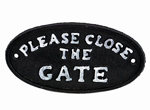 Cast Iron Metal Please Close the Gate Sign Plaque