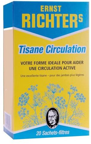 ⭐️ Lot de 2 boîtes Ernst Richter Tisane Circulation ⭐️ 100% à base de plantes naturelles | Pour une circulation active | 2 x 20 sachets filtres de 2g Circulation (Unité)