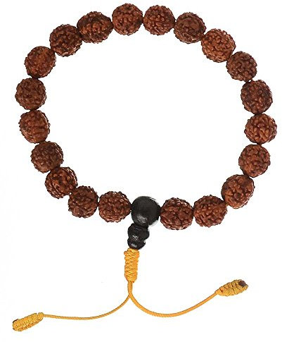 BUDDHAFIGUREN/Billy Held Handmade Mala mit Rudraksha Perlen - Buddhistisches Armband mit 10mm Perlen, Anpassungsfähig, Rudraksha-Samen, Perle, Anpassungsfähig, Rudraksha-Samen, Perle