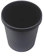 helit Kunststoff-Papierkorb - Inhalt 18 l, Höhe 320 mm, VE 6 Stk - schwarz, VE 6 Stk